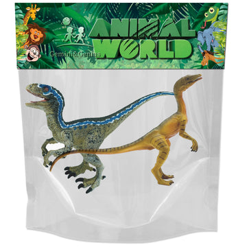 Gemini&Genius Velociraptor Compsognathus Dinosaur Toys, Dinosaur Action Figures With Moveable Jaw And Hands, Realistic Dinos Toys, Great Gift For Kids Or Dino Lovers Collection And Display