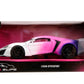 Pink Slips 1:24 W4 W Motors Lykan Hypersport Die-Cast Car W/Base, Toys For Kids And Adults(White/Purple)