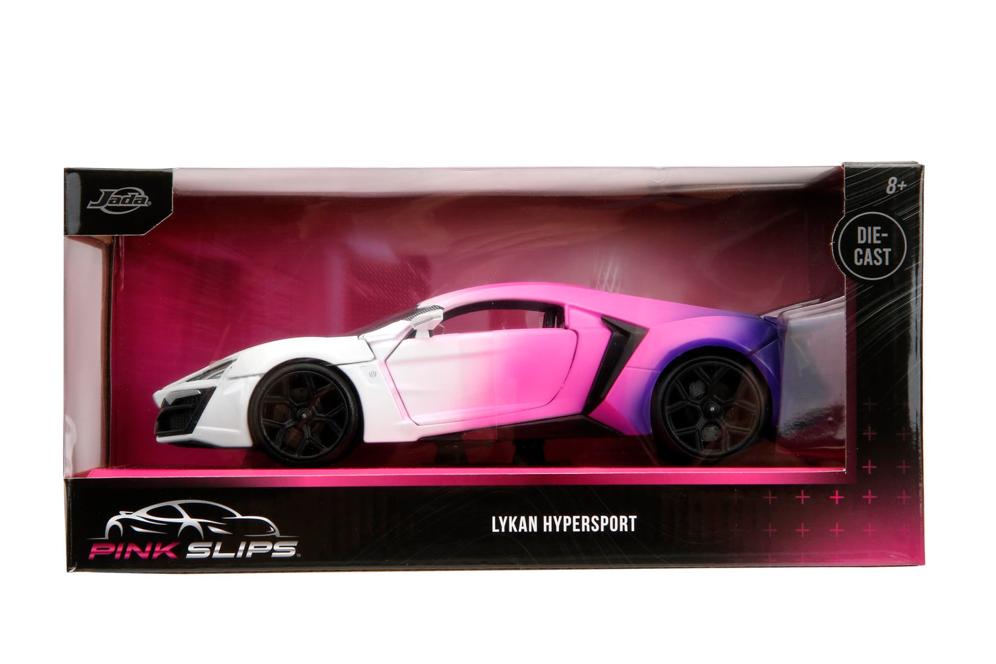 Pink Slips 1:24 W4 W Motors Lykan Hypersport Die-Cast Car W/Base, Toys For Kids And Adults(White/Purple)