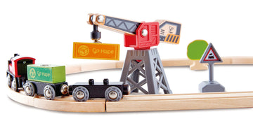 Hape Cargo Delivery Loop Train and Railway Toy Set Multicolor  19.69'' L x 15.75'' W x 4.72'' H