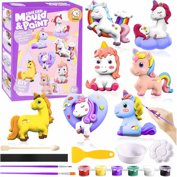 Storio Toys Diy Mould & Paint Craft Kit Unicorn Kids Diy Craft For 3+ Years Plaster Figurine Set With Pigments Palette & Mold Pa