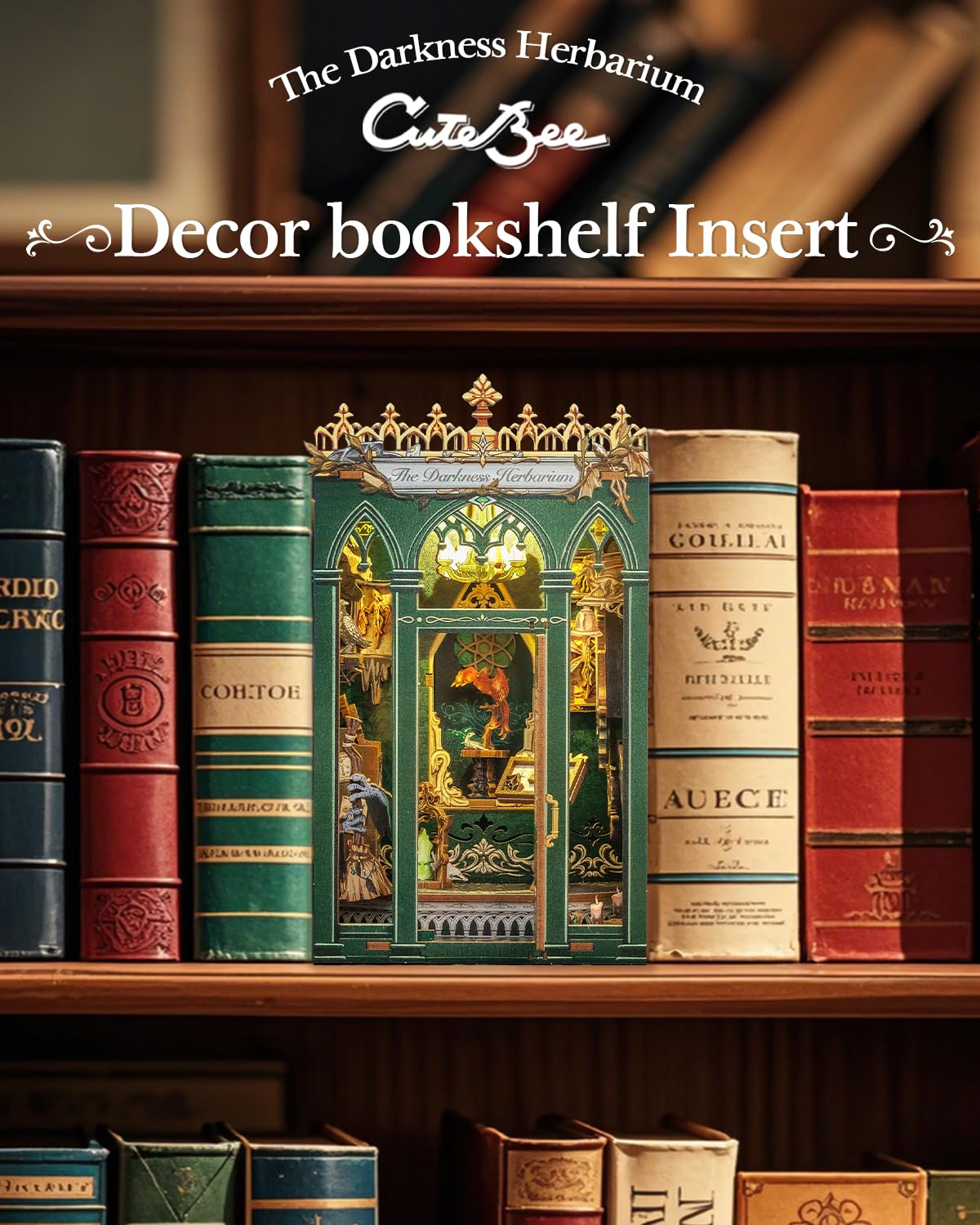 CUTEBEE Book Nook Kit  DIY Miniature House Kits for mature-themed and Teens  Dollhouse Mini Booknook Magic House Bookshelf  DIY Craft Gifts for Family and Friends(The Darkness Herbarium)