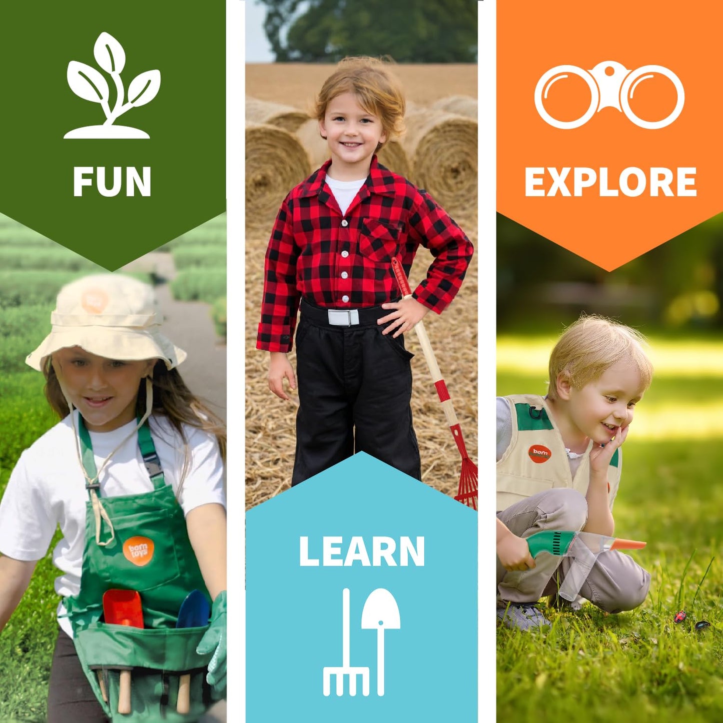 Born Toys 3-In-1 Outdoor Kids Dress Up Clothes For Toddlers, Washable Kids Dress Up Costume For Pretend Play For Boys & Girls, G