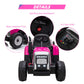 12V Kids Battery Powered Electric Tractor With Trailer, Toddler Ride On Car With Remote Control/ 7-Led Headlights/ 2+1 Gear Shift/Music Player/Usb Port For Kids 3-6 Years,Rosered,35W/ Eva Tire