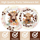 Highland Cow Party Supplies Tableware - 96 Pcs Brown Cow Tableware Disposable Plates Napkins Forks Sets For 24 Guests, Highland