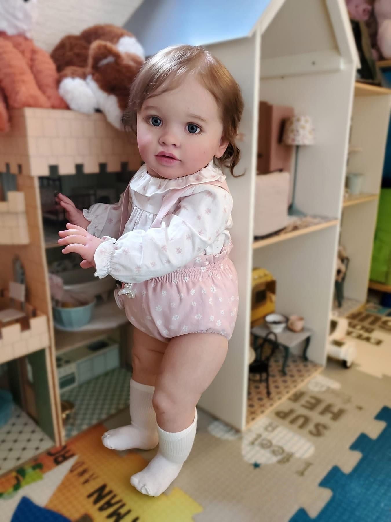 Kokomandy Big Size Realistic Reborn Toddler Dolls 26 Inch Lifelike Reborn Baby Girl Cute Standing Doll Weighted Body Real Life Silicone Reborn Babies Bebes Doll Toddler Girls Birthday Gifts