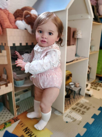 Kokomandy Big Size Realistic Reborn Toddler Dolls 26 Inch Lifelike Reborn Baby Girl Cute Standing Doll Weighted Body Real Life Silicone Reborn Babies Bebes Doll Toddler Girls Birthday Gifts