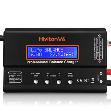 Lipo Battery Charger, 1S-6S Balanced Charger Discharger, 1-6S Lipo Li-ion NiMH NiCD Li-Fe Battery with Tamiya XT60 Deans Futaba 