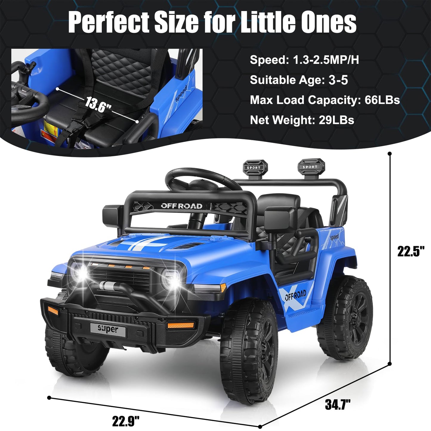 Hikole 12V Kids Ride on Car with Parent Remote Control, Electric Truck Car Toys Gift for Toddler Boys Girls Ages 3-8, Spring Sus