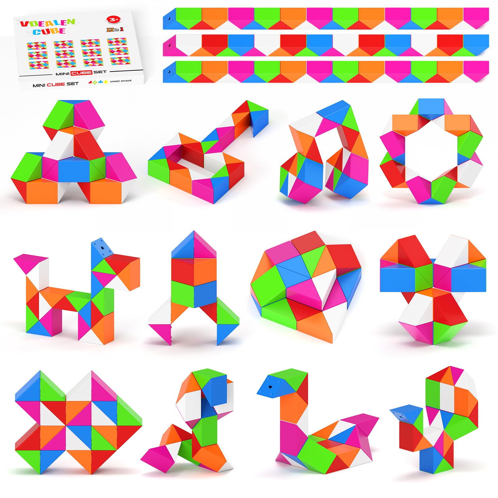 Vdealen 24 Pack Mini Fidget Snake Cube Twist Puzzle Party Favors For Kids, School Rewards&Classroom Prize For Students, Goodie B