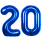 40 Inch Number 20 Balloon Blue Jumbo Giant Big Large Number 20 Foil Mylar Blue Balloons 20Th Birthday Party Anniversary Decorati