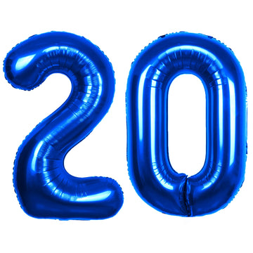 40 Inch Number 20 Balloon Blue Jumbo Giant Big Large Number 20 Foil Mylar Blue Balloons 20Th Birthday Party Anniversary Decorati