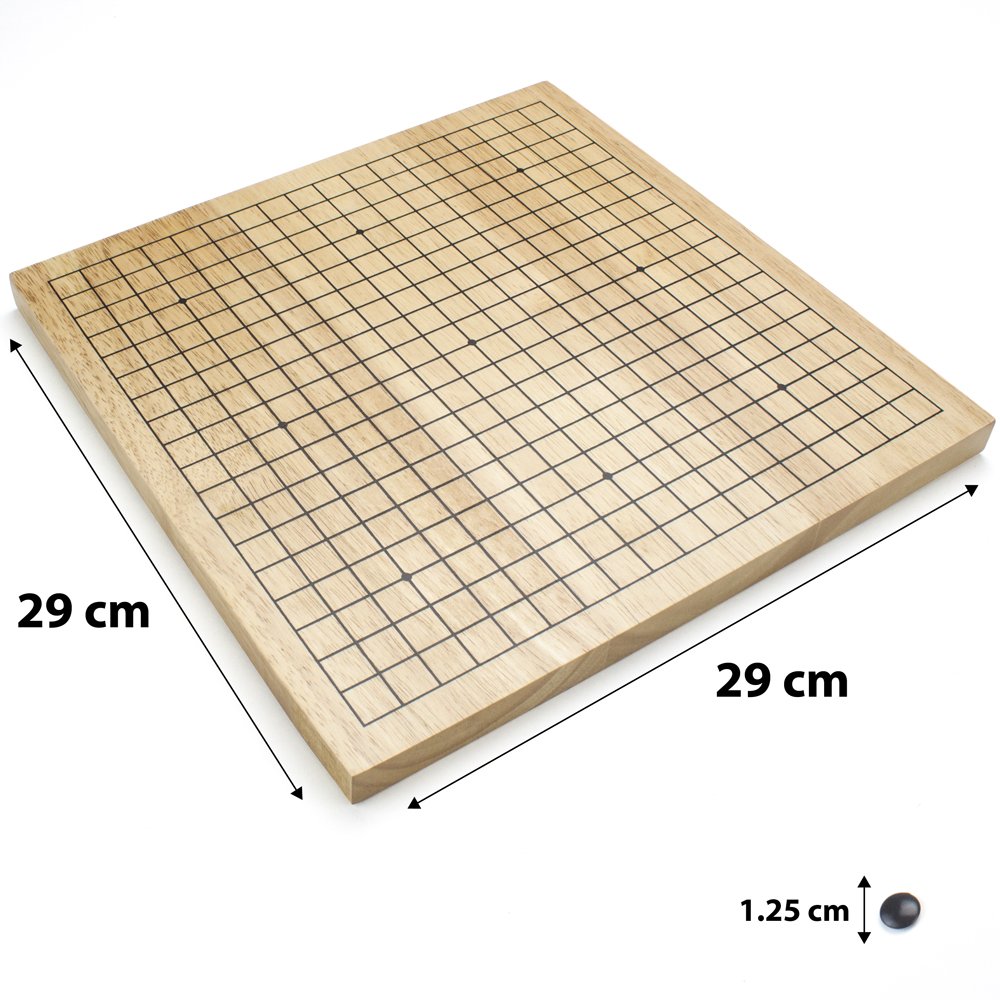 Go Set With Natural Wood Board | Portable 29 X 29Cm (11.4' X 11.4') Set | Complete Set Of 361 Stones | 19X19 Grid Layout, Portable Size For Travel | 2-Player - Classic Chinese Strategy Board Game