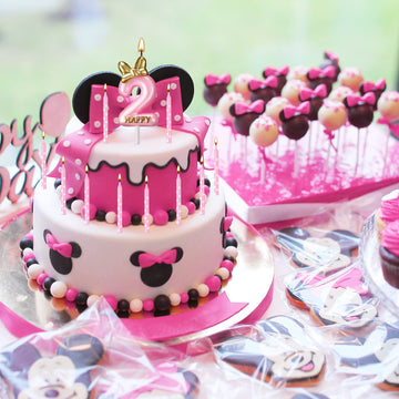 11 Pieces 2 Birthday Candle Girl Pink Number Birthday Cake Topper 2 Years Old Birthday Candle with White Dot Birthday Long Candl