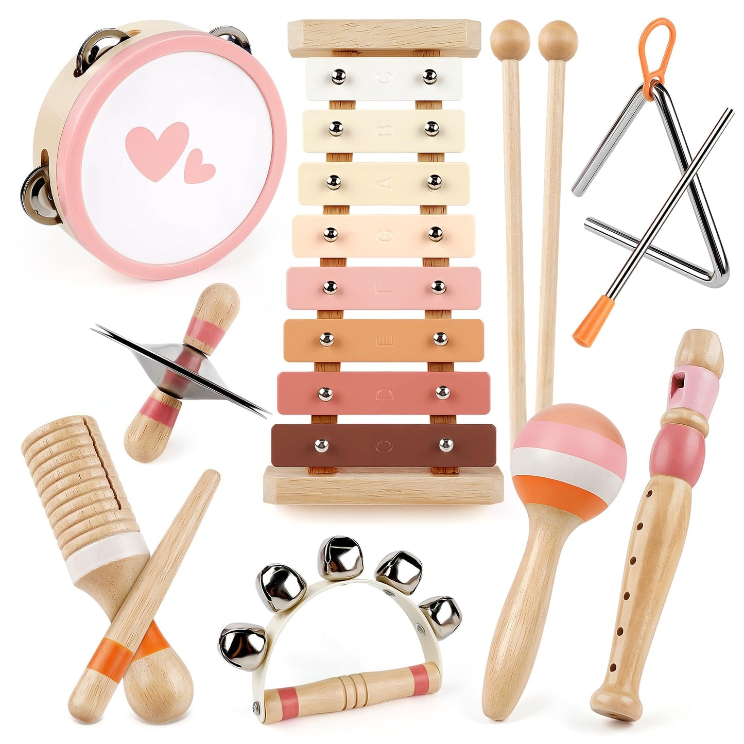 Musical Toys For 1 Year Old Girls Gifts - 8 In 1 Musical Instruments For Toddlers 1-3 - One First Christmas Birthday Gifts For Toddlers Ages 0-2 - Wooden Montessori Toy For Babies 6-12-18 Months