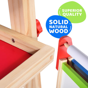 Joyooss Easel For Kids Easel, Wooden Easel Whiteboard & Chalkboard Easel, Foldable Height Adjustable Double Sided Toddler Art Ea