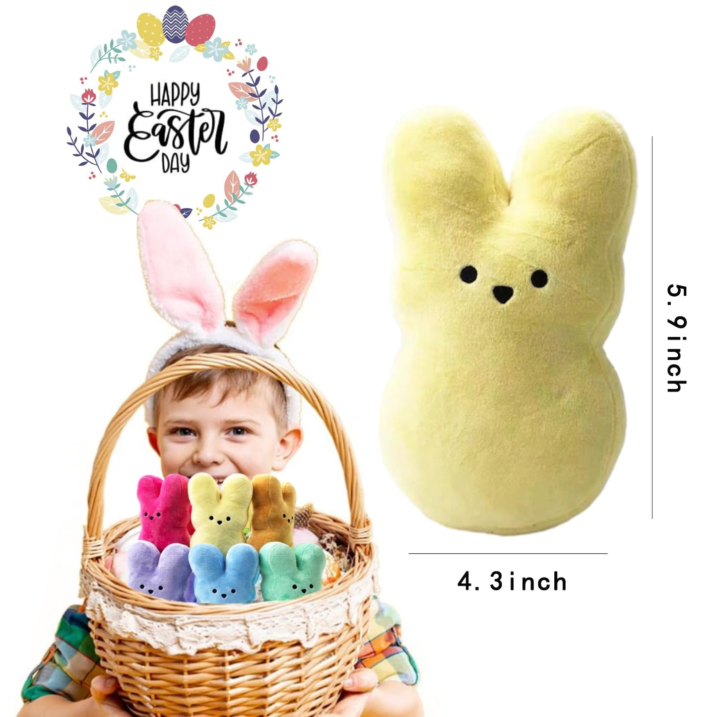 Fbdcyia 6Pcs Easter Bunny Stuffed Animal, Cute Animal Carrot Peep Bunny Doll, Easter Basket Stuffers, Rabbits Animal Easter Bunn