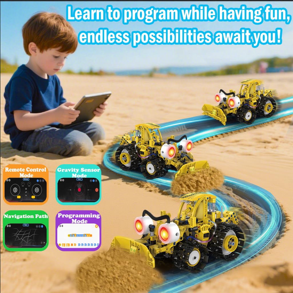 5 in 1 STEM Robot Building Kit with Remote & App Controll  Technic Coding Robotic Toys for Kids Ages 8-13 with LED-Lights Christmas Birthday Gift for Boys & Girls Age 6 7 8 9 10 11 12+ (673PCS)