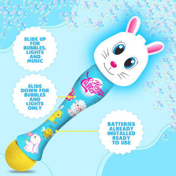 Artcreativity Easter Bunny Bubble Wand, Easter Basket Stuffers For Toddler, 14'' Light Up Automatic Bubble Maker With Led & Musi