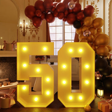 Imprsv 3Ft Block Marquee Numbers, Marquee Light Up Numbers 50Th Birthday Decorations For Women, Large Light Up Numbers 50Th Birt