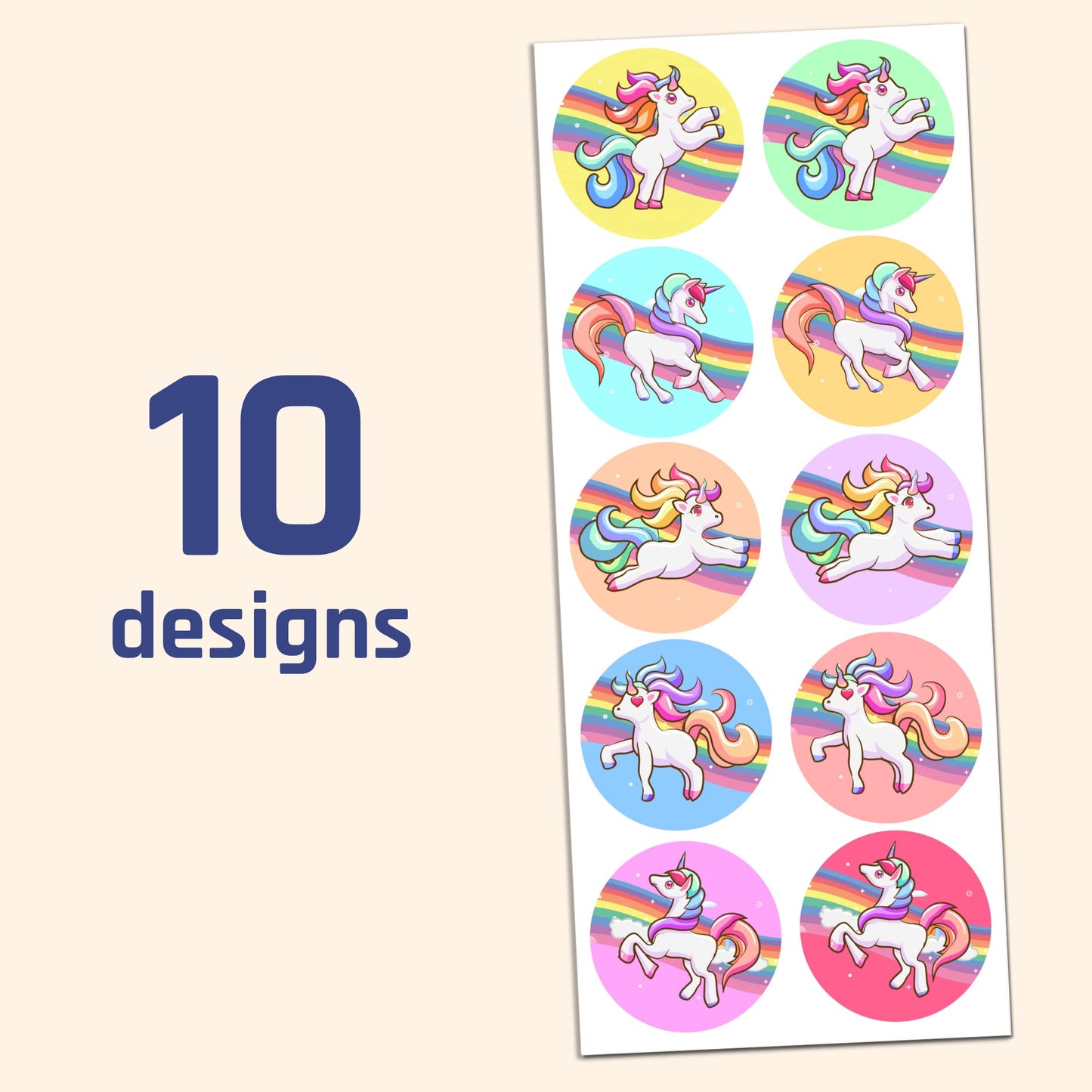Unicorn Sticker Sheets For Kids, 1.5'' - 20 Sheets, 200 Stickers
