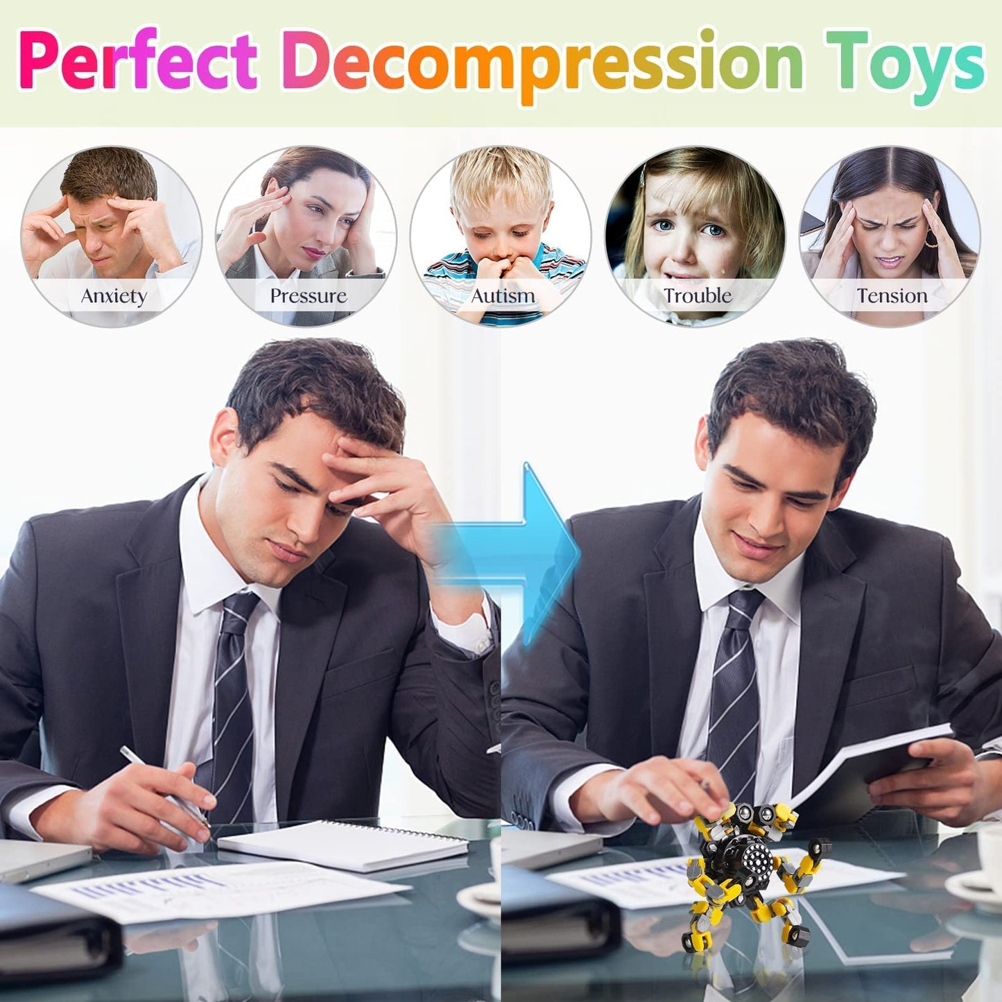Gokeey Easter Baskets Stuffers Bulk Gifts Trasransformable Fidget Spinners 8 Pcs For Kids And Adults Stress Relief Sensory Toys For Boys And Girls Fingertip Gyros Party Favors Sensory Fidget Toys