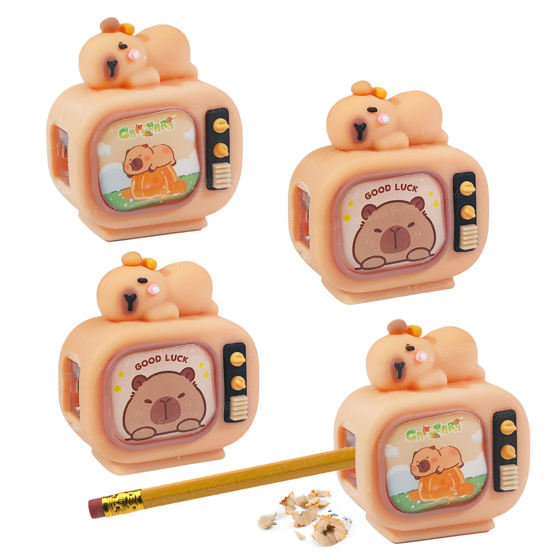 Funblast Capybara Pencil Sharpener For Kids - Set Of 4 Pcs Sharpener For Kid, Stationery Items Aesthetic, Stylish Sharpener For 