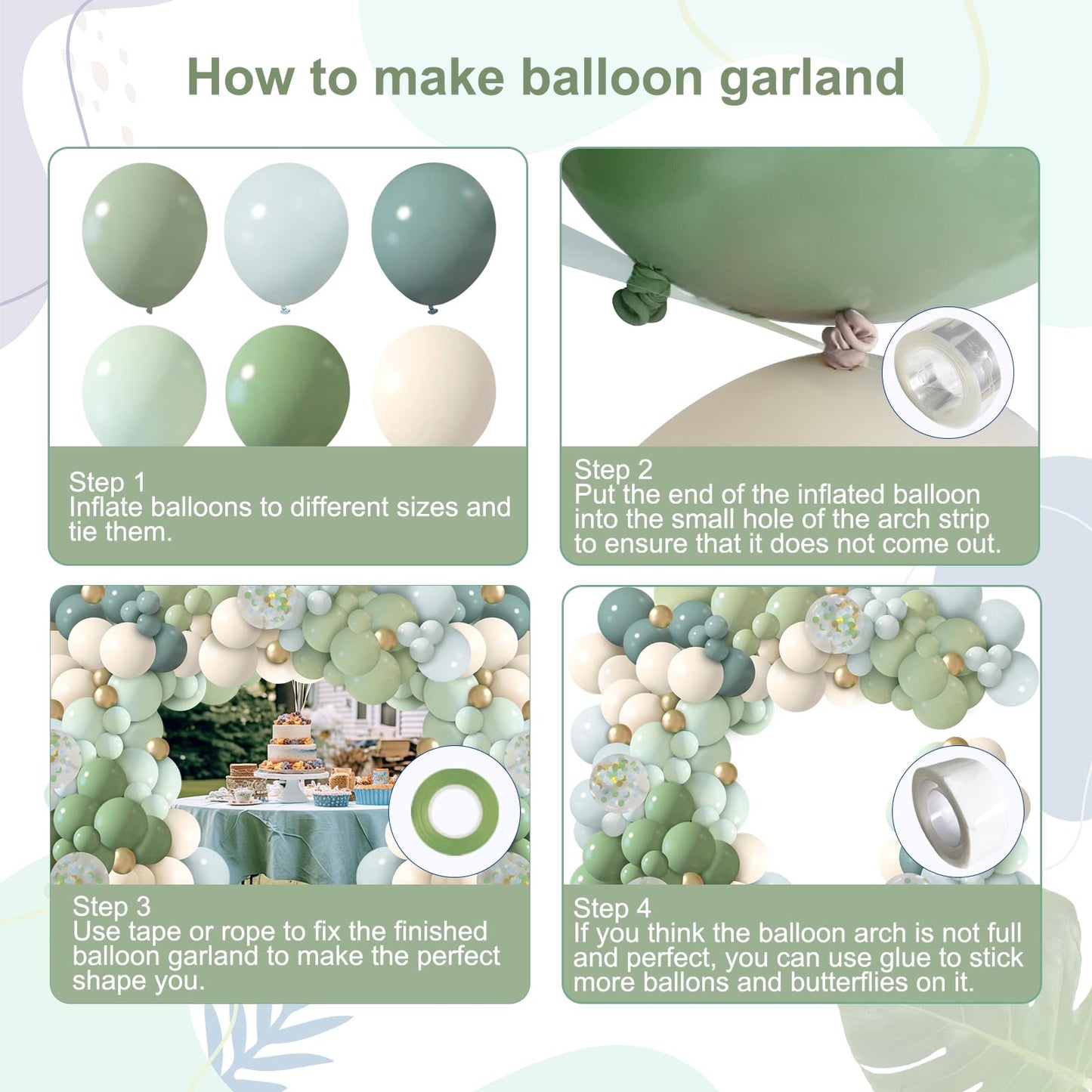 Ilafm 150Pcs Dusty Blue Green Balloon Garland Arch Kit, Ash Mist Green Haze Fog Blue Sand White Gold Balloons For Baby Shower Ju