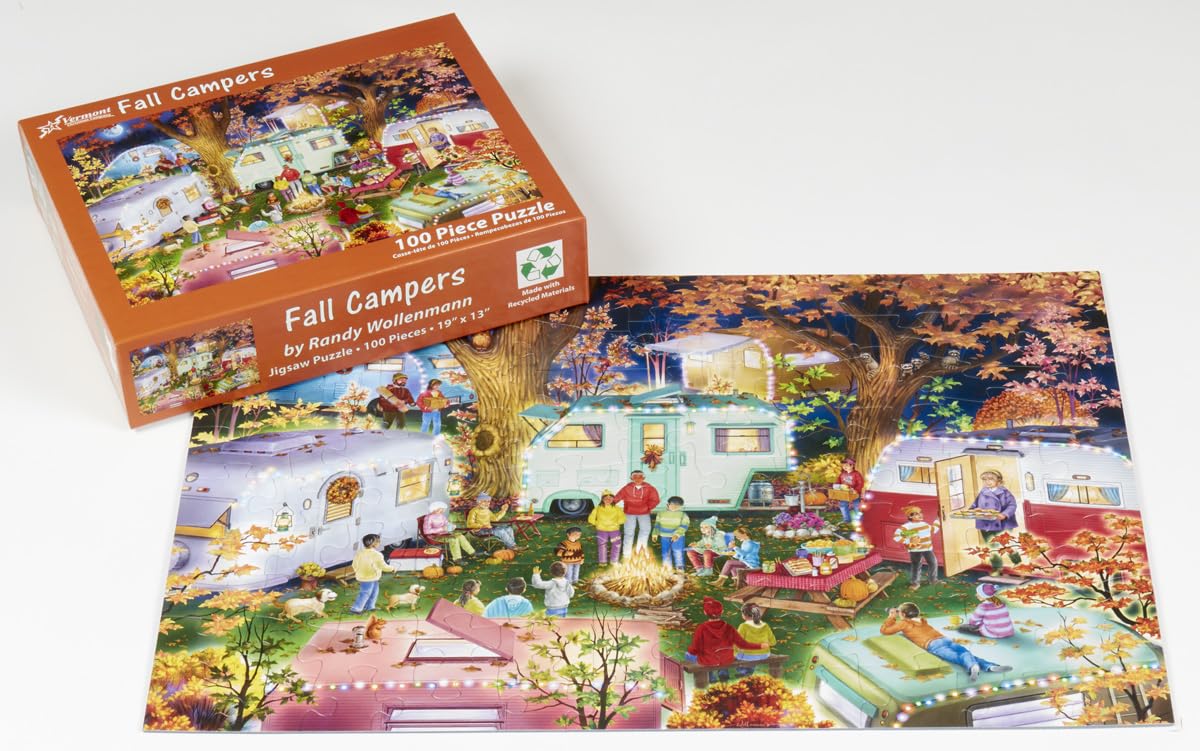 Fall Campers 100 Piece Puzzle by Vermont Christmas Company - 19 x 13 - Large Pieces Perfect for Seniors & Kids