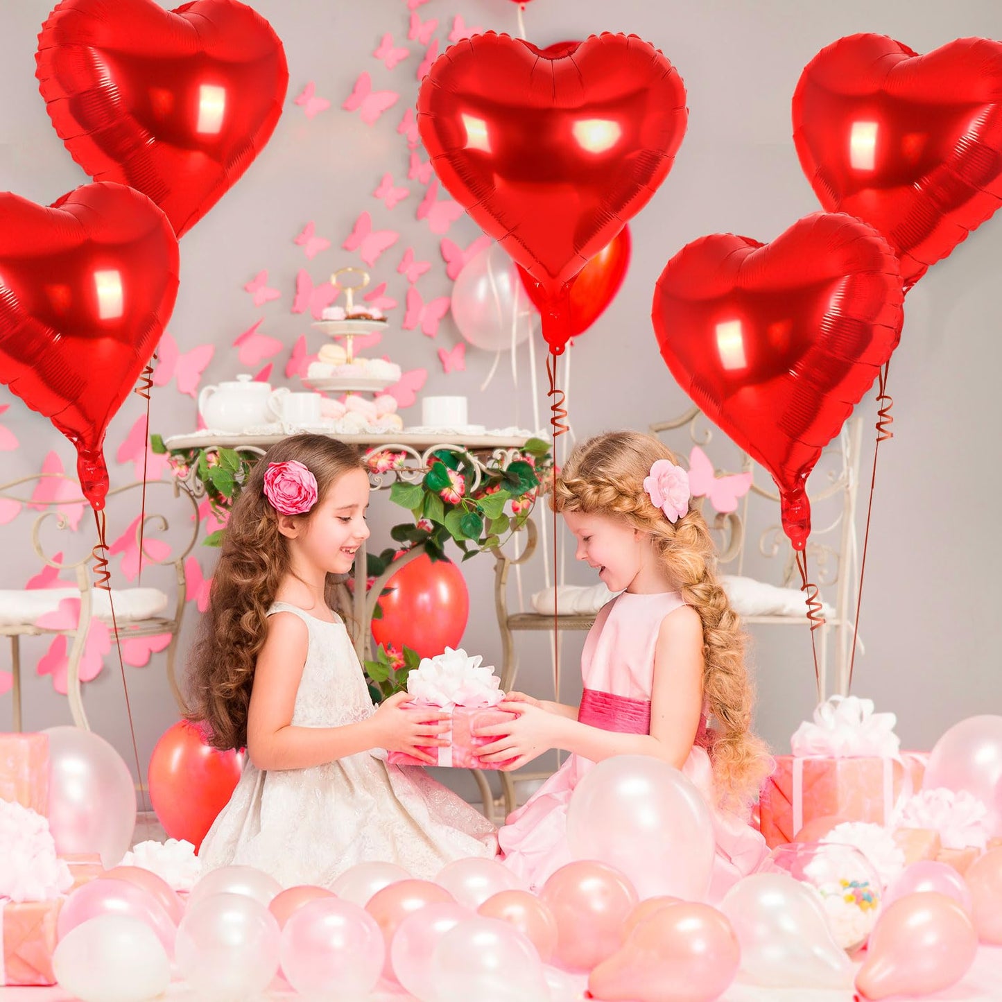 12 Pcs Red Heart Balloons,18 Inch Heart Foil Balloons Love Balloons Valentine Balloons For Birthday Party Wedding Engagement Par