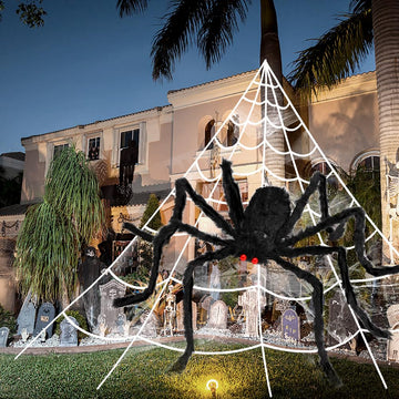 3Pcs 212'' Halloween Spider Web 49' Halloween Spider Decorations Stretch Cobweb Fake Spider Giant Spider Web For Indoor Outdoor Halloween Decorations Yard Lawn Home Costumes Party Haunted House Décor