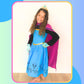 Cokos Box Girls Coronation Dress Costume Cape Gloves Tiara Crown Accessories Kids Set (Blue-Purple, 8 Years)