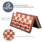 Simplewin 7.87 Inch Mini Magnetic Travel Chess Set, Walnut-Style - Small Portable Pocket Folding Chess Board Games, Ideal For Tr
