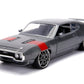 1972 Plymouth Gtx 440 Metallic Gray With Red Stripe ''Bigtime Muscle'' 1/24 Diecast Model Car By Jada