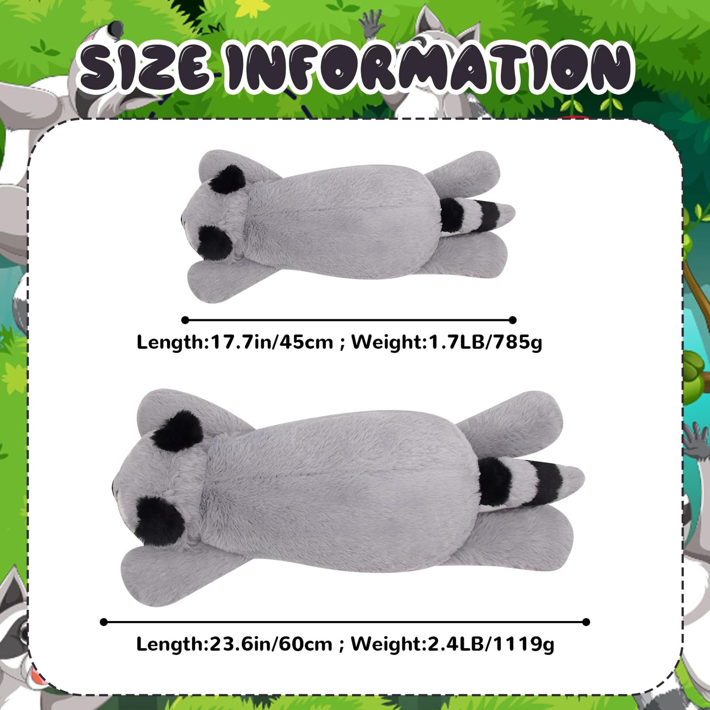 Bekrgwiy Raccoon Plush,23In Raccoon Stuffed Animal Plushie Doll Toy For Kids Boys Girls,Hugging Plushie,Gift For Valentine'S Day