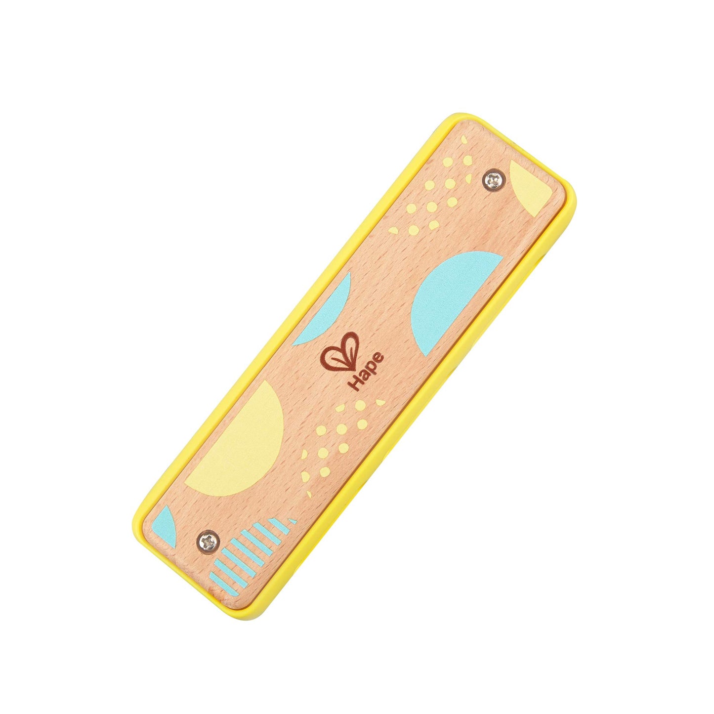 Hape Blues Harmonica  10 Hole Wooden Musical Instrument Toy For Kids, Yellow (E8919)