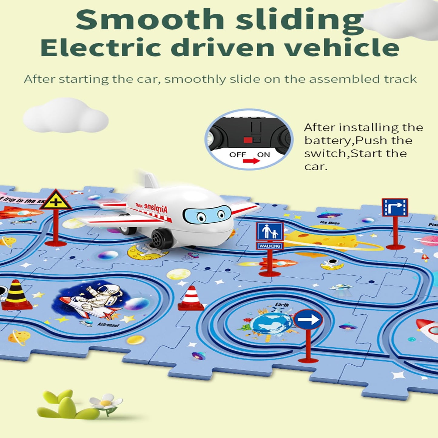 25Pcs Puzzle Racer Kids Car Track Set, Space Jigsaw Puzzle Racer Car Track Set Puzzle Track Car Play Set Preschool Gifts For Kid