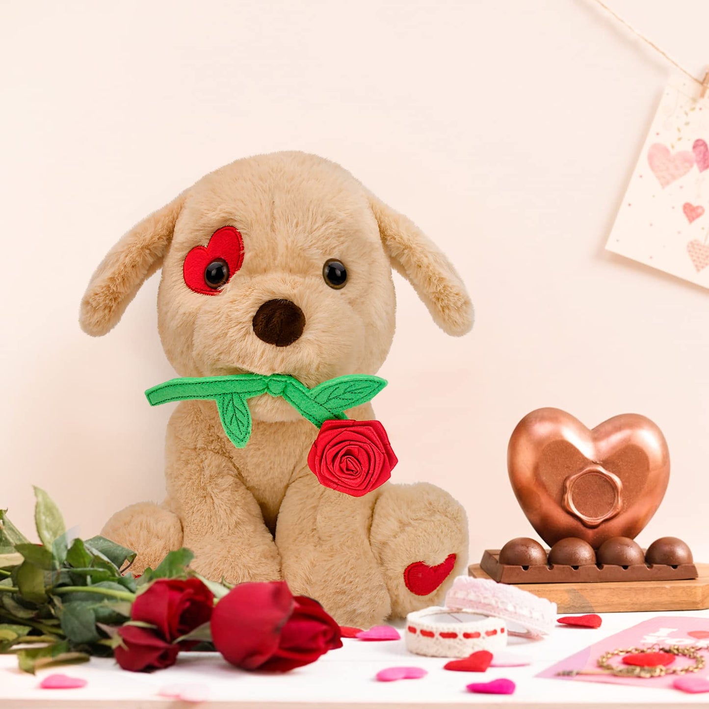 Valentines Day Gifts For Her Women Girlfriend Kids Funny Cute Plush Stuffed Animal Puppy Dog With Rose Gifts For Daughter Wife M