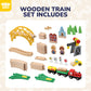 Toy Life Train Set 60Pcs Wooden Train Set With Crane, Wooden Train Tracks Toy Train Set For Toddlers 2-4 3-5, Kids Toys For 3 Year Old Boys - Fits Thomas Brio Melisa Chugginton Train Track Set