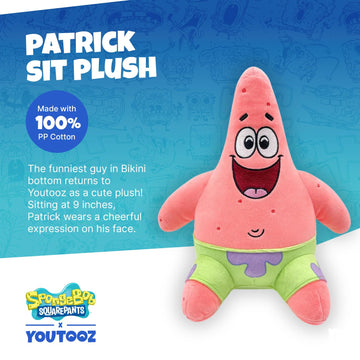 Youtooz Patrick Sit Plush 9' Inch Collectible, Official Licensed Soft Patrick Starfish Sit Plushie From Spongebob Squarepants By Youtooz Plush Collection