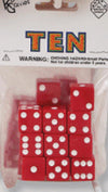Red with White pips 16mm (5/8in) D6 Dice (10) Koplow Games
