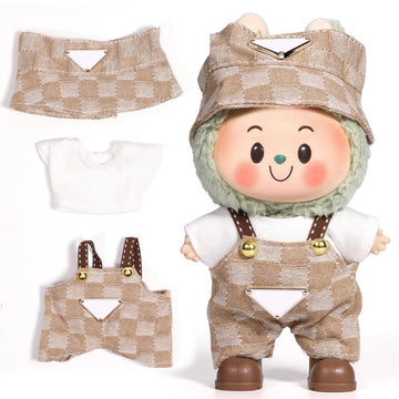 AICase for 17cm Doll Clothes/Outfit Clothes Set for 17cm Doll 3 Piece Set Hat Clothing Boys and Girls Stylish Adorable Dolls Clothes Accessories_Brown-1