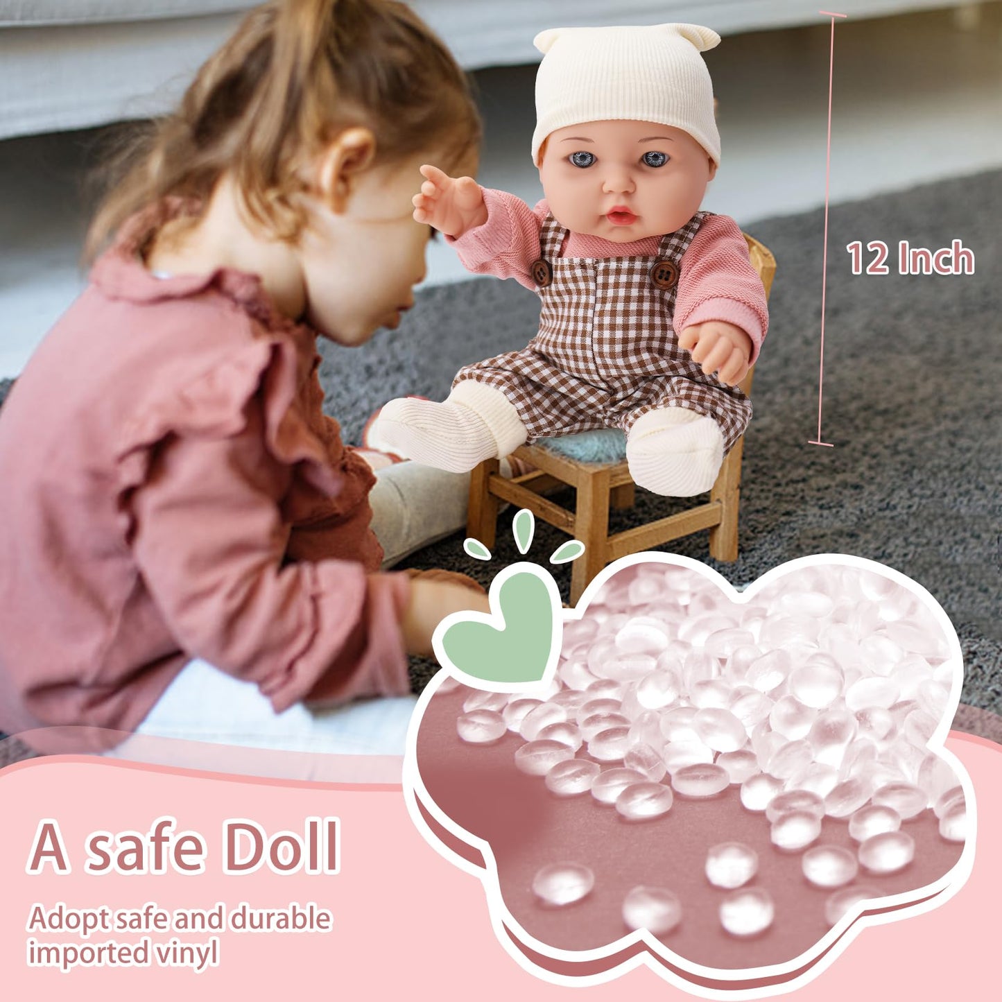 Tusalmo Baby Doll For 3 Year Old Girls & Boys, 12'' Soft Body Toddler Doll With Clothes Accessories, Birthday Gift Box Toys
