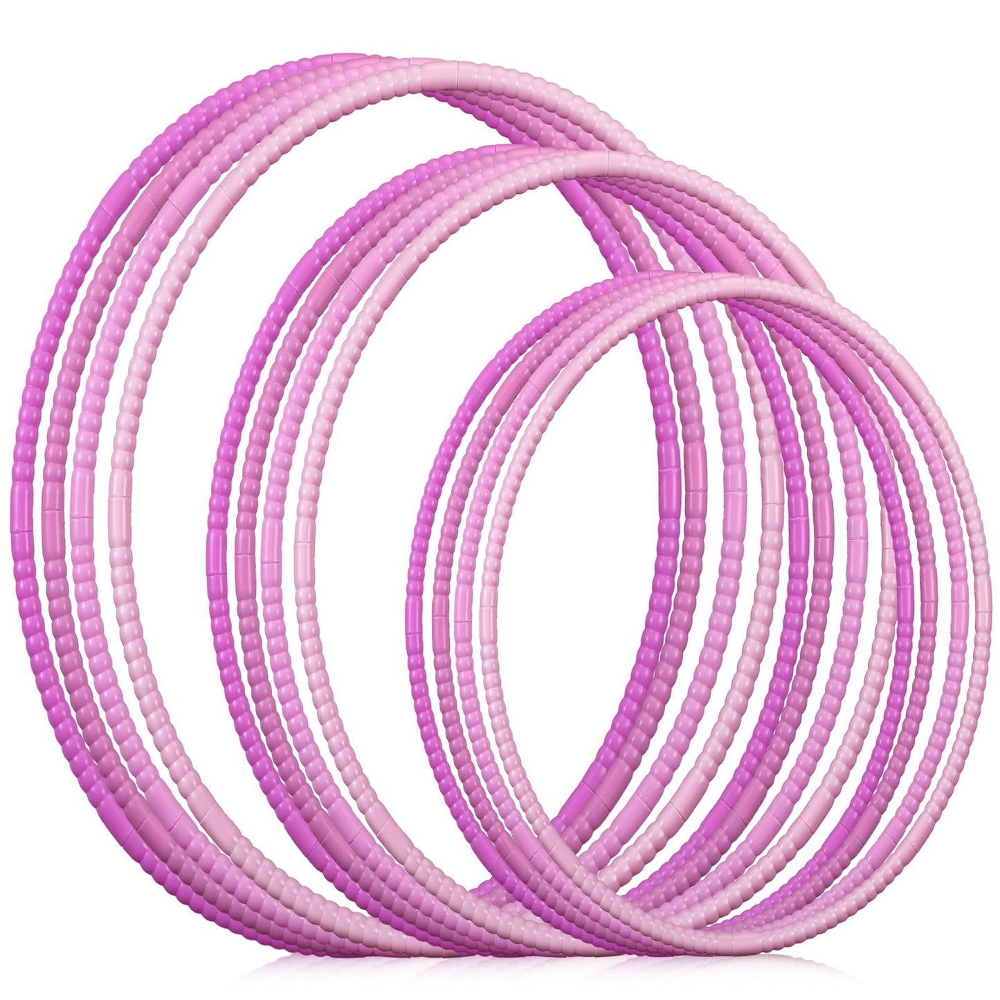 Syhood 12 Pcs Toy Color Hoop Plastic Detachable Adjustable Hoop Light Weight Exercise Fitness Equipment Toy Waist Ring for mature-themed Party  3 Sizes (Gradient Pink)