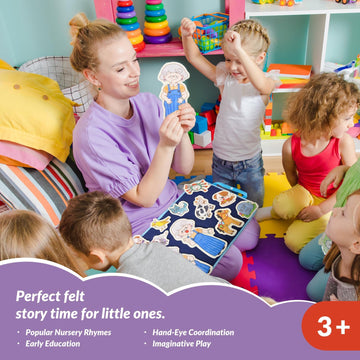 CHEFAN Felt/Flannel Board Story Set of 4, PRECUT Felt Pieces for Preschool Toddlers Circle Time,Old Lady Who Swallowed a Fly,The