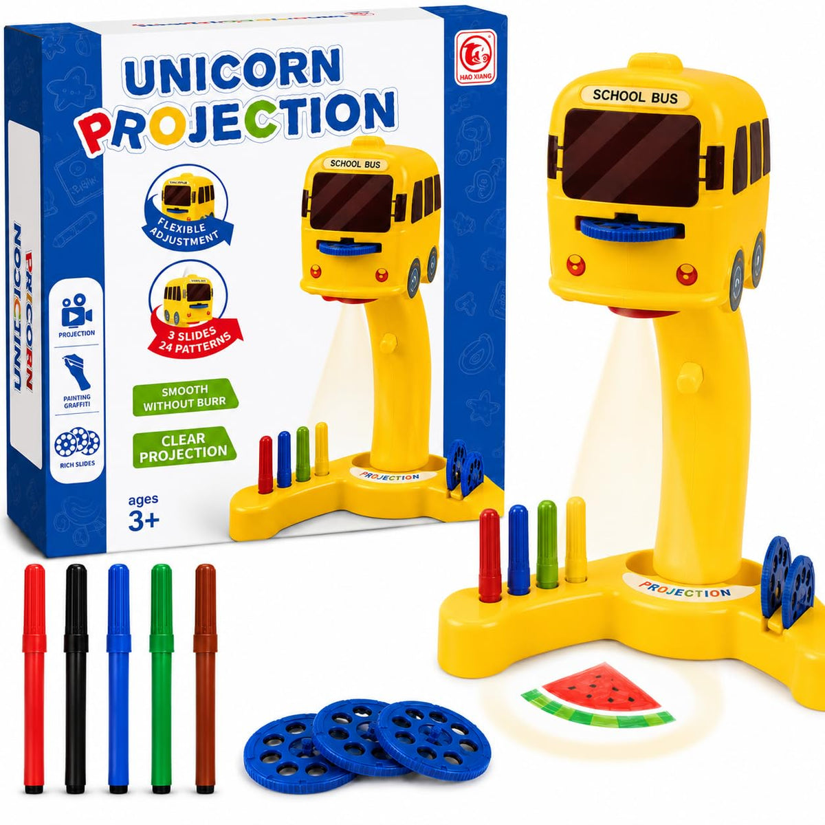Brand Conquer Unicorn Drawing Projector for Kids 3+ Years |Art & Craft Drawing Table with 3 Projection Slides,24 Patterns & 6 Co