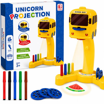 Brand Conquer Unicorn Drawing Projector for Kids 3+ Years |Art & Craft Drawing Table with 3 Projection Slides,24 Patterns & 6 Co
