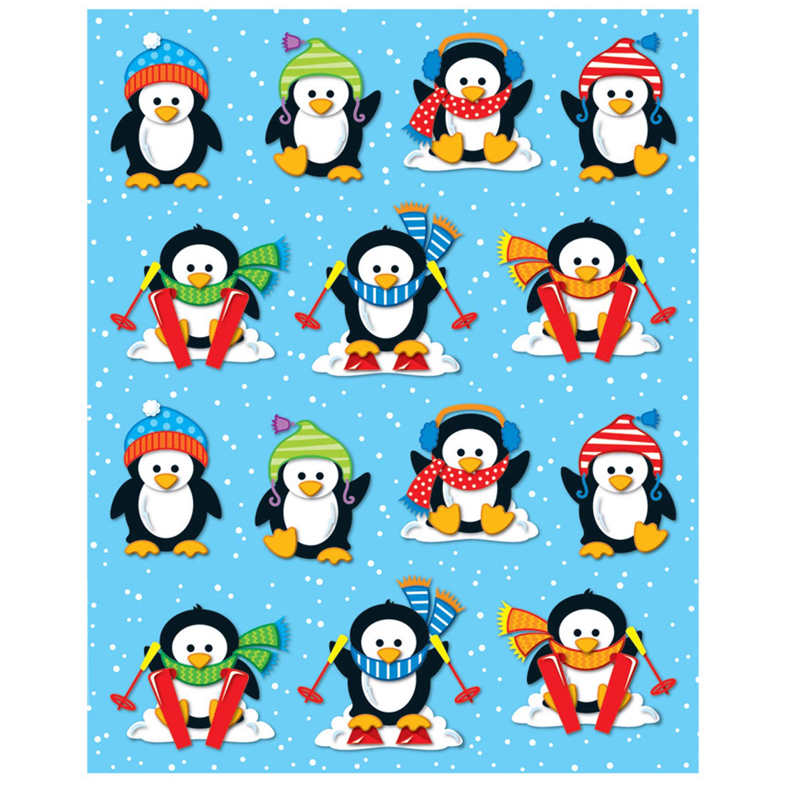 Carson Dellosa Education Carson Dellosa Penguin Stickers-6 Sheets of Colorful Holiday Stickers for Homework, Tests, Assignments,