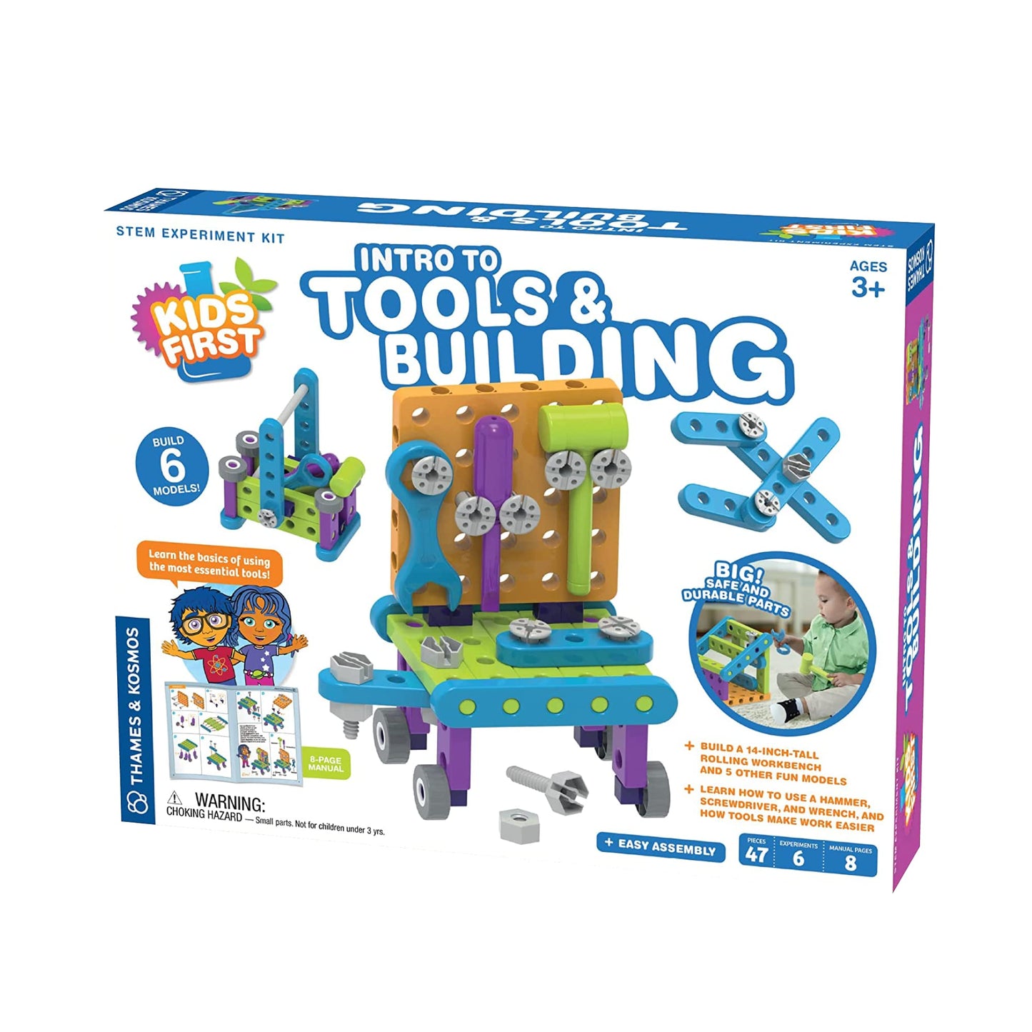 Thames & Kosmos Kids First: Intro to Tools & Building STEM Experiment Kit for Ages 3+ | Build 6 Models  Learn Basic Mechanical Engineering Principles | Make Your Own Workbench with Durable Parts