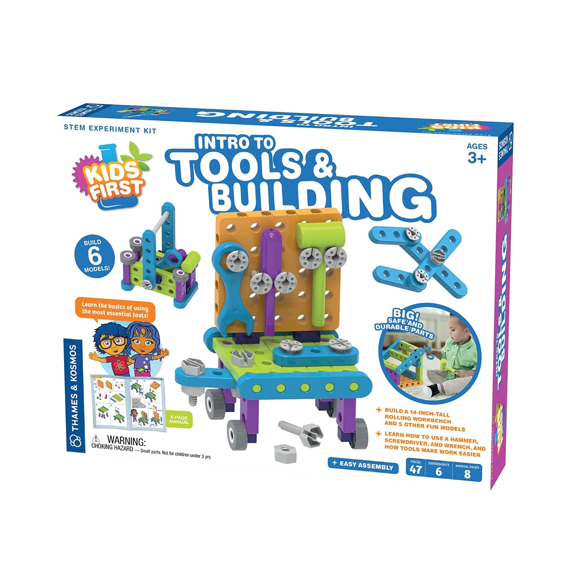 Thames & Kosmos Kids First: Intro to Tools & Building STEM Experiment Kit for Ages 3+ | Build 6 Models  Learn Basic Mechanical Engineering Principles | Make Your Own Workbench with Durable Parts